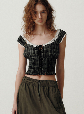 韩国小众品牌TheBarnnet八奶家新款褶皱拼接无袖吊带背心女内搭