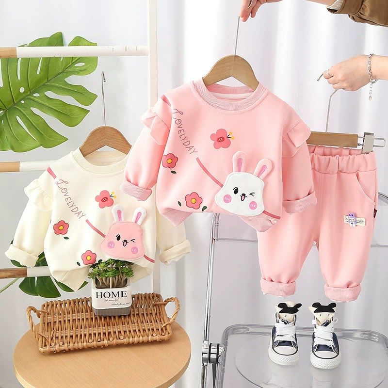 女童春装2025新款洋气女宝宝套装纯棉小女孩衣服春秋款卫衣两件套