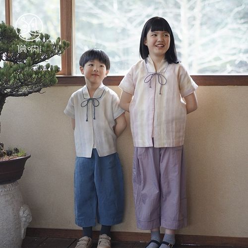 满呐2025春夏新品新中式汉服上衣明制直领衬衣短袖上衣A类