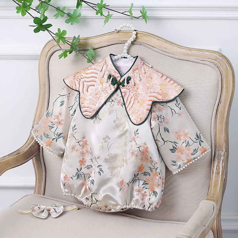 一周岁女宝宝礼服复古中式旗袍婴儿抓周宴中国风儿童唐装长袖秋冬