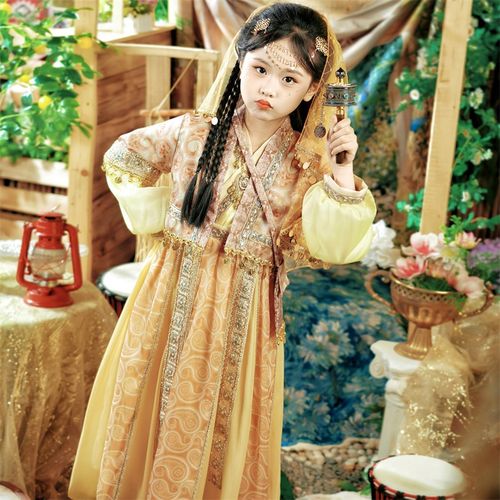 2025新款维吾尔族民族风异域公主表演服国风超仙女童汉服演出服装