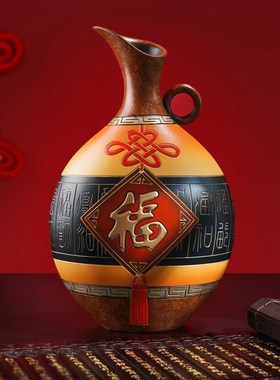新年福字摆件花瓶多宝阁客厅装饰进门玄关L博古架入宅乔迁新居礼