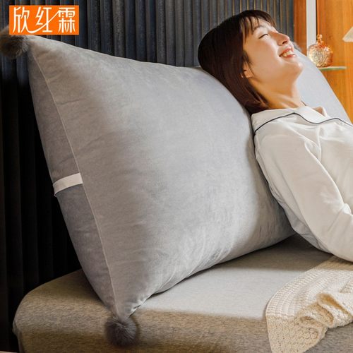 高级耐看 靠枕灰色长条床头靠垫长方形床上靠背双人大枕头软包