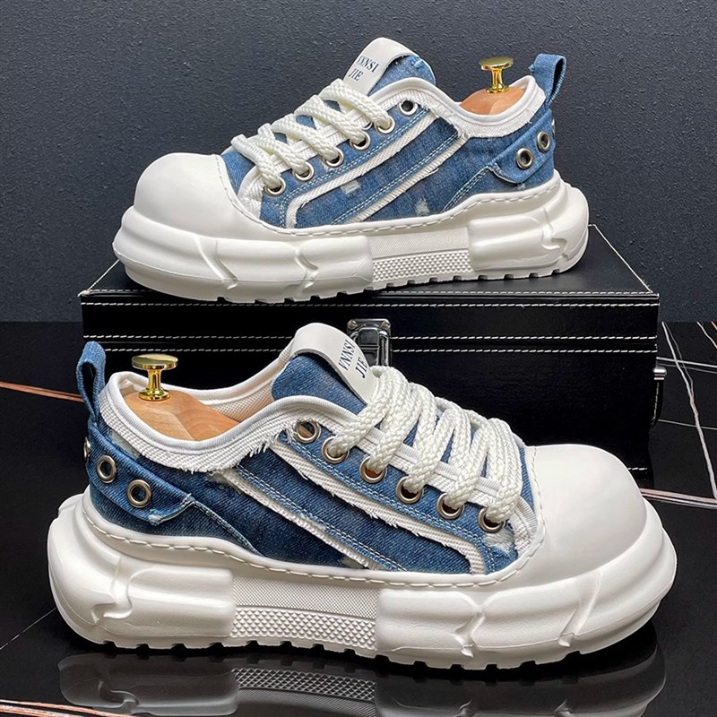 丑萌大头鞋子男款夏季透气薄款帆布鞋厚底增高舒适板鞋百搭休闲鞋