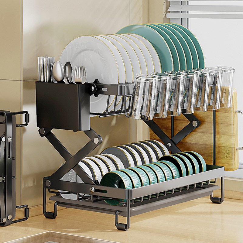 碗碟收纳架家用厨房放碗筷餐具双层置物架新款台面碗架盘子沥水篮