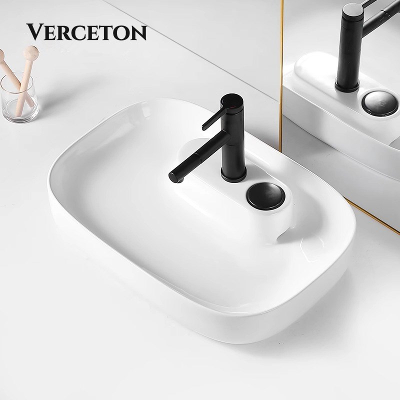 隐藏式台控下水台上盆侧边后排水洗脸盆家用阳台陶瓷洗手盆洗衣机