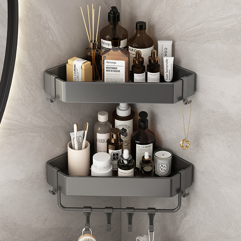 枪灰浴室三角置物架免打孔淋浴房卫生间转角三角篮厕所壁挂收纳架,家装主材,浴室角架,淘宝优惠券,粉丝福利购,淘宝优惠卷