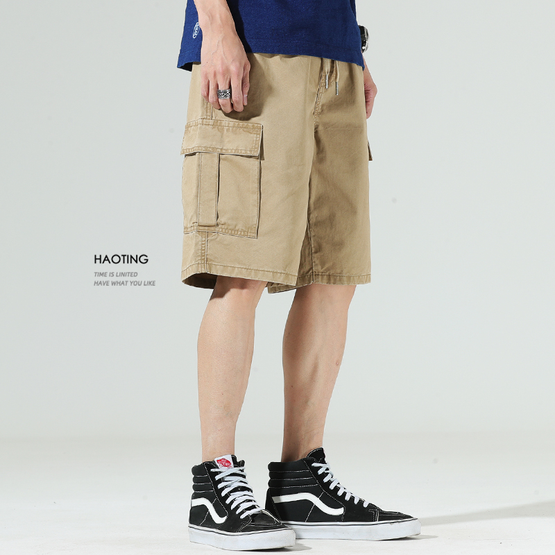 全棉工装五分裤男士夏天休闲短裤阿美咔叽潮牌多袋款夏季大码中裤