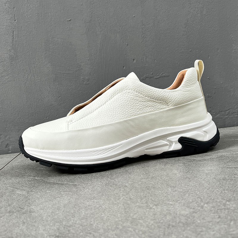 春季鞋子男2025新款真皮白色运动休闲鞋轻便厚底增高舒适老爹鞋潮