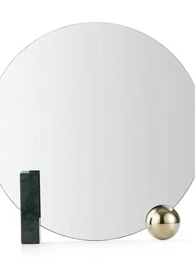 北欧天然a大理石几何托盘隔热垫圆形餐盘化妆镜珠宝首饰拍摄道具