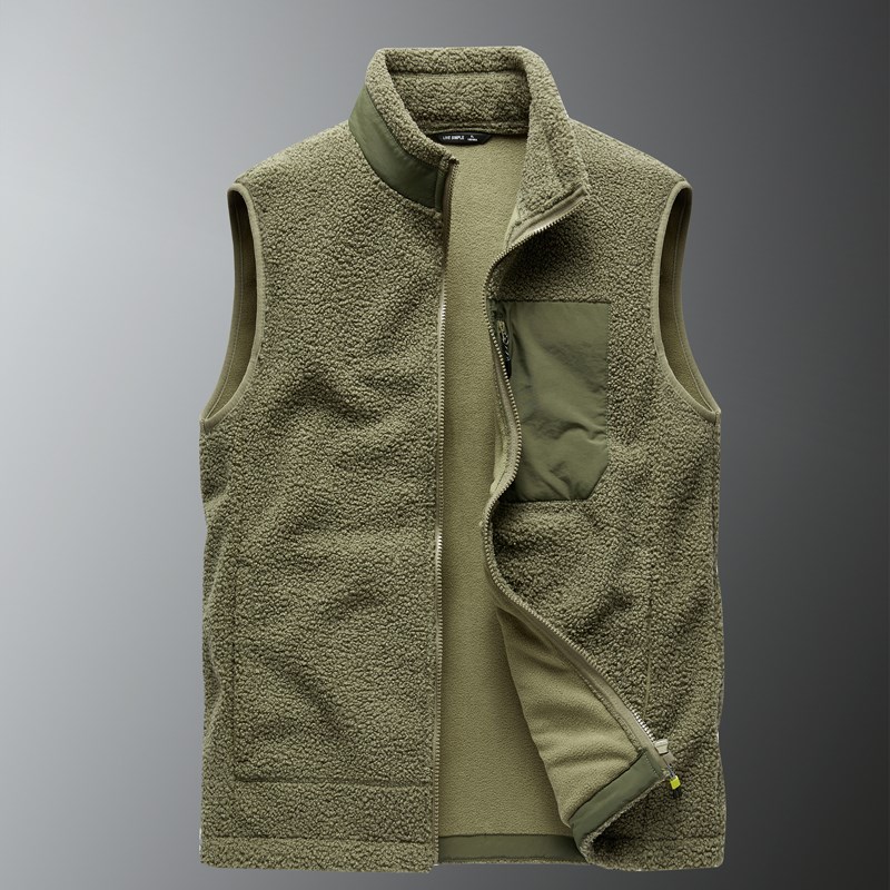 泰迪绒马甲2024男士秋冬季潮加厚中青年抓绒背心无袖保暖休闲外套