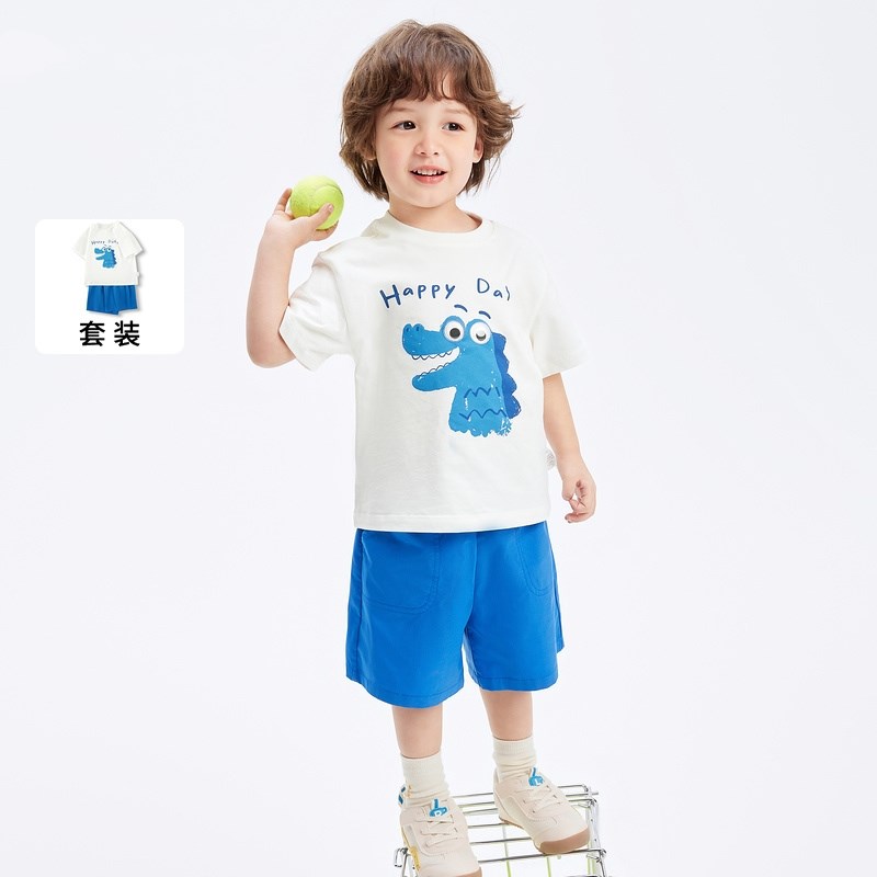 宝宝短袖套装男童夏装俩件套2025正品折扣新款夏装小童宽松运动服
