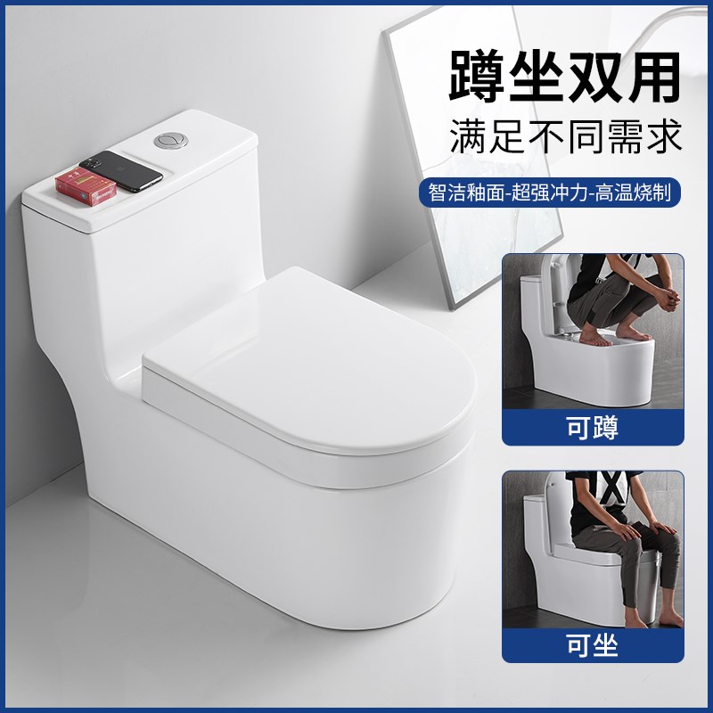 抽水马桶可蹲可坐两用一体双用座坐便器改蹲坑家用陶瓷防臭台式