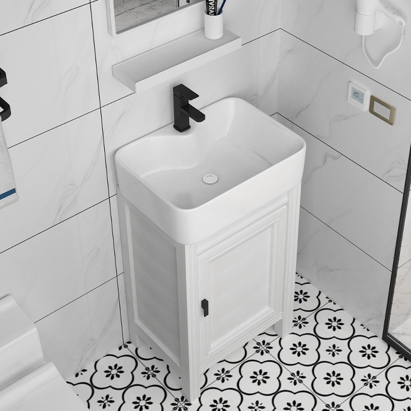 太空铝浴室柜落地式组合阳台洗手洗脸一体盆卫生间洗漱台窄长30cm