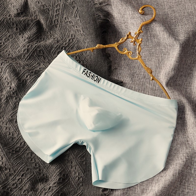 冰丝无痕男士内裤宽松阿罗裤男款裸感夏季短裤个性潮流男生四角裤