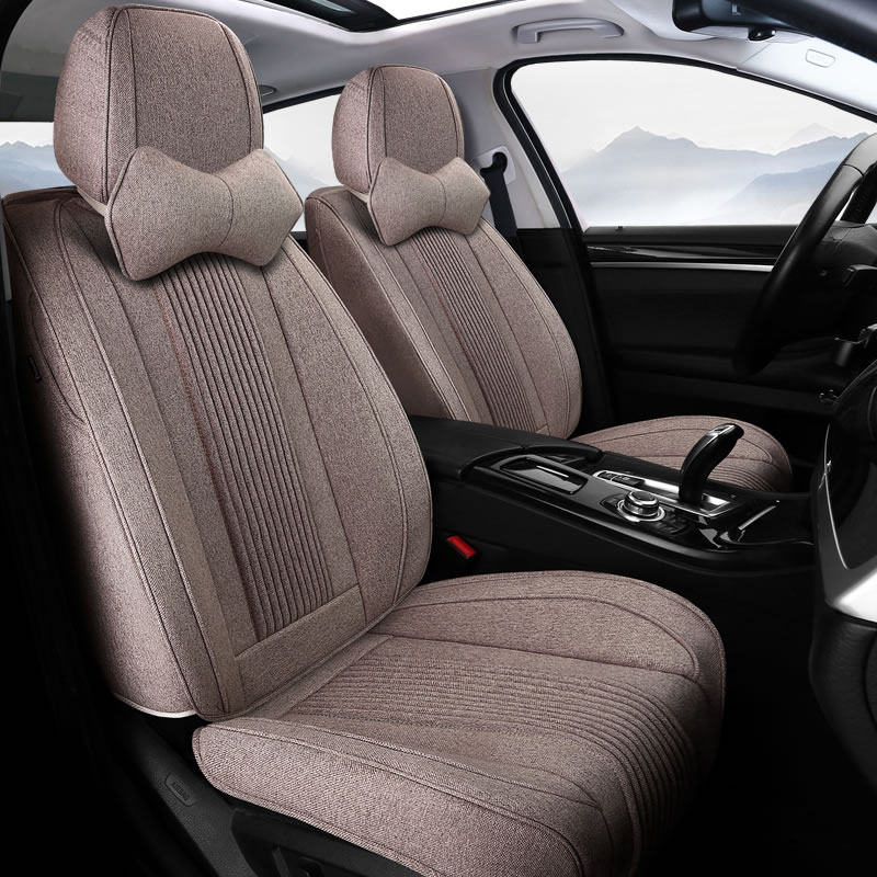汽车坐垫全包围四季垫通用亚麻布艺荞麦壳养生座椅套网红专用秋冬