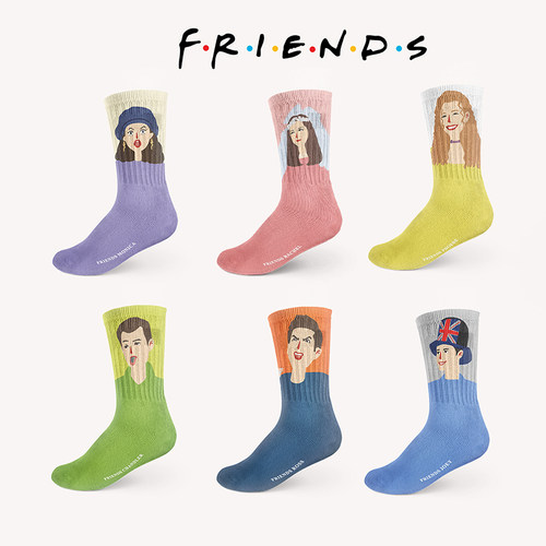 Friendsforever老友记周边原创美式四季男女同款中筒长袜