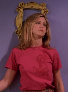 Friendsforever老友记瑞秋同款龙纹红色正肩T恤春夏季短袖