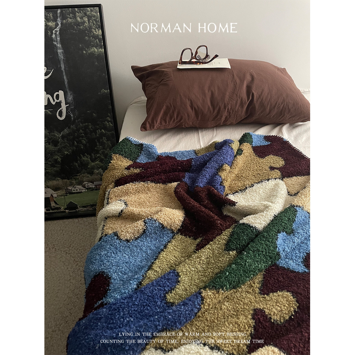 雾屿星裂/复古莫兰迪半边绒毛毯沙发盖毯午睡毯子露营汽车小毯子,床上用品,休闲毯/毛毯/绒毯,淘宝优惠券,粉丝福利购,淘宝优惠卷