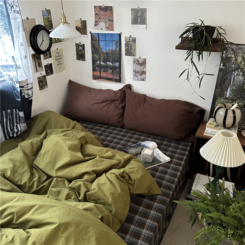 秋冬学院风色织全棉水洗棉四件套