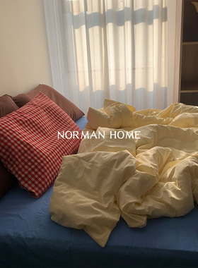 树莓生巧/ins水洗棉床上四件套纯棉全棉床笠床单被套2025新款床品