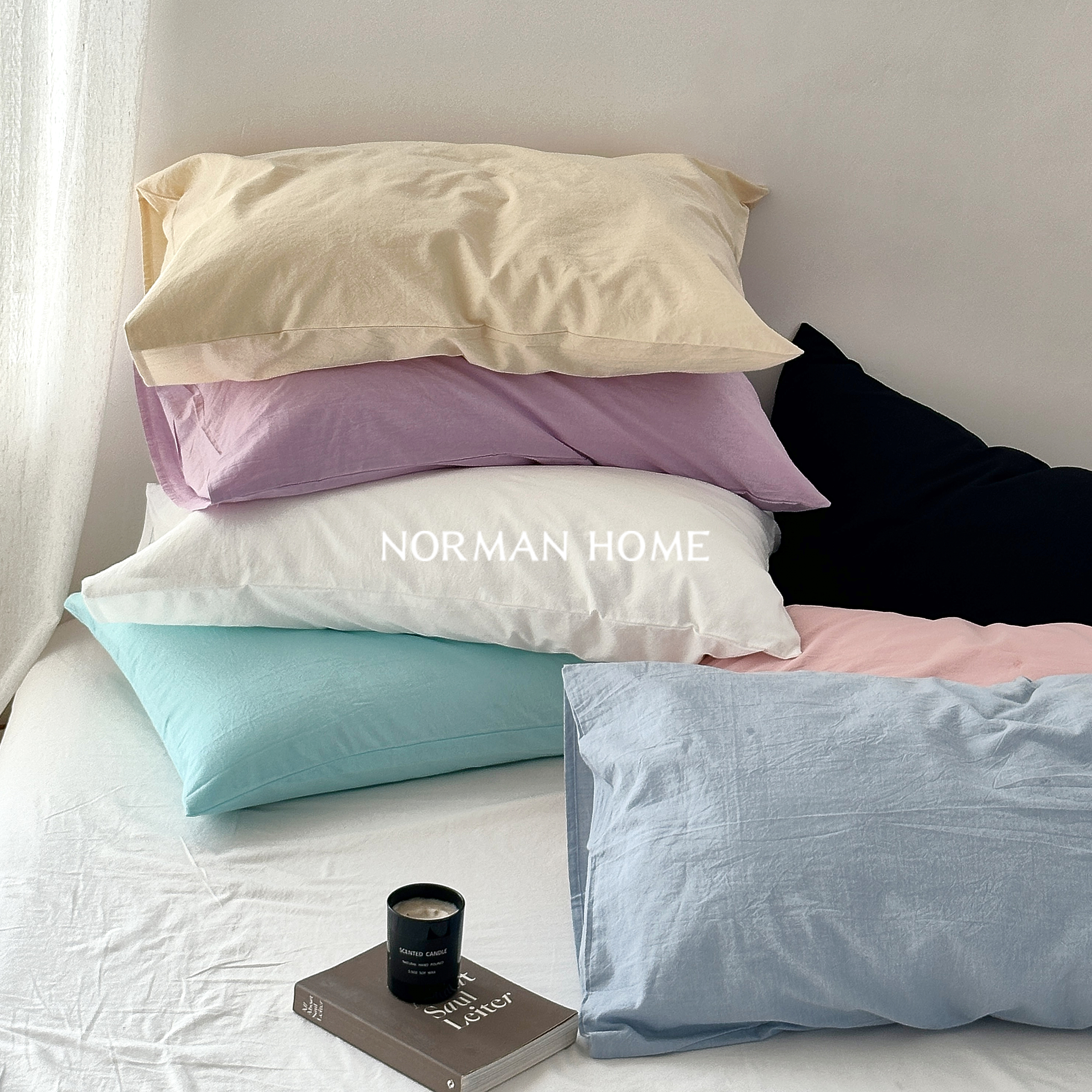 14色可选纯棉全棉单支枕套48*74