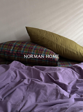 寻找阿加莎/中古格子40支水洗棉床上四件套纯棉全棉床单被套床品