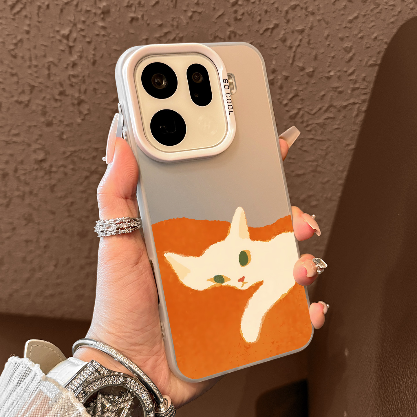 适用于oppofindx手机壳橘猫