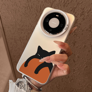 适用华为mate80手机壳新款mate80promax全包防摔mate70创意橙子黑猫mate60pro外壳mt50卡通mate40pro可爱男女