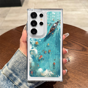 s23高级女全包透明22 s24 ins GalaxyS23ultra落叶行舟保护套防摔艺术时尚 Missvun适用三星s24ultra手机壳新款