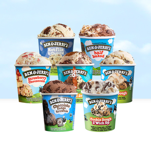 340元任选2组】Ben&Jerry's本杰瑞冰淇淋巧克力布朗尼进口冰激凌