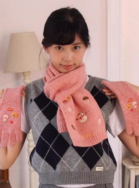 FUNCOO原创设计羊毛针织手套女秋冬季加厚可触屏分指手套骑行保暖