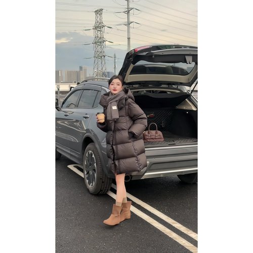 韩系90白鸭绒连帽羽绒服