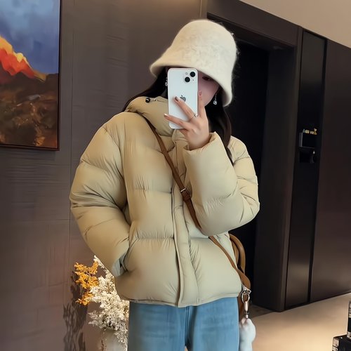 连帽短款羽绒服女云朵面包服