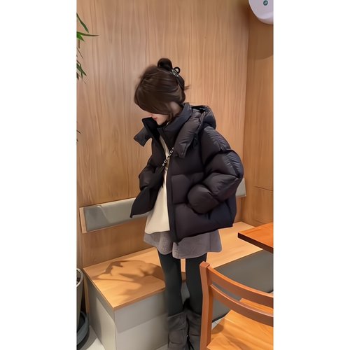 冬季韩版连帽加厚宽松女羽绒服