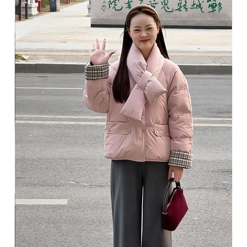 90白鸭绒两穿韩系围巾领羽绒服