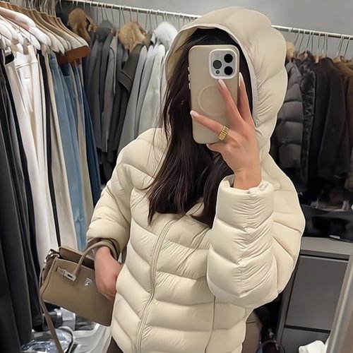 连帽轻薄排骨羽绒服短款保暖外套