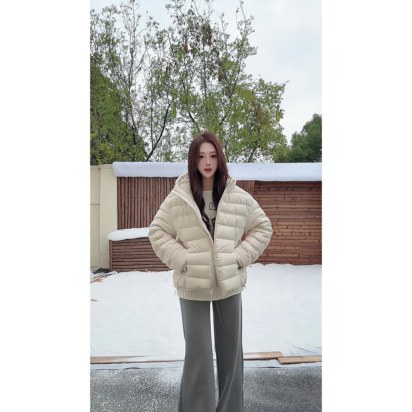 连帽羽绒服外套女短款小个子