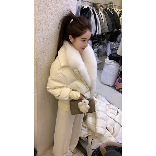 2025冬季大毛领短款女羽绒服