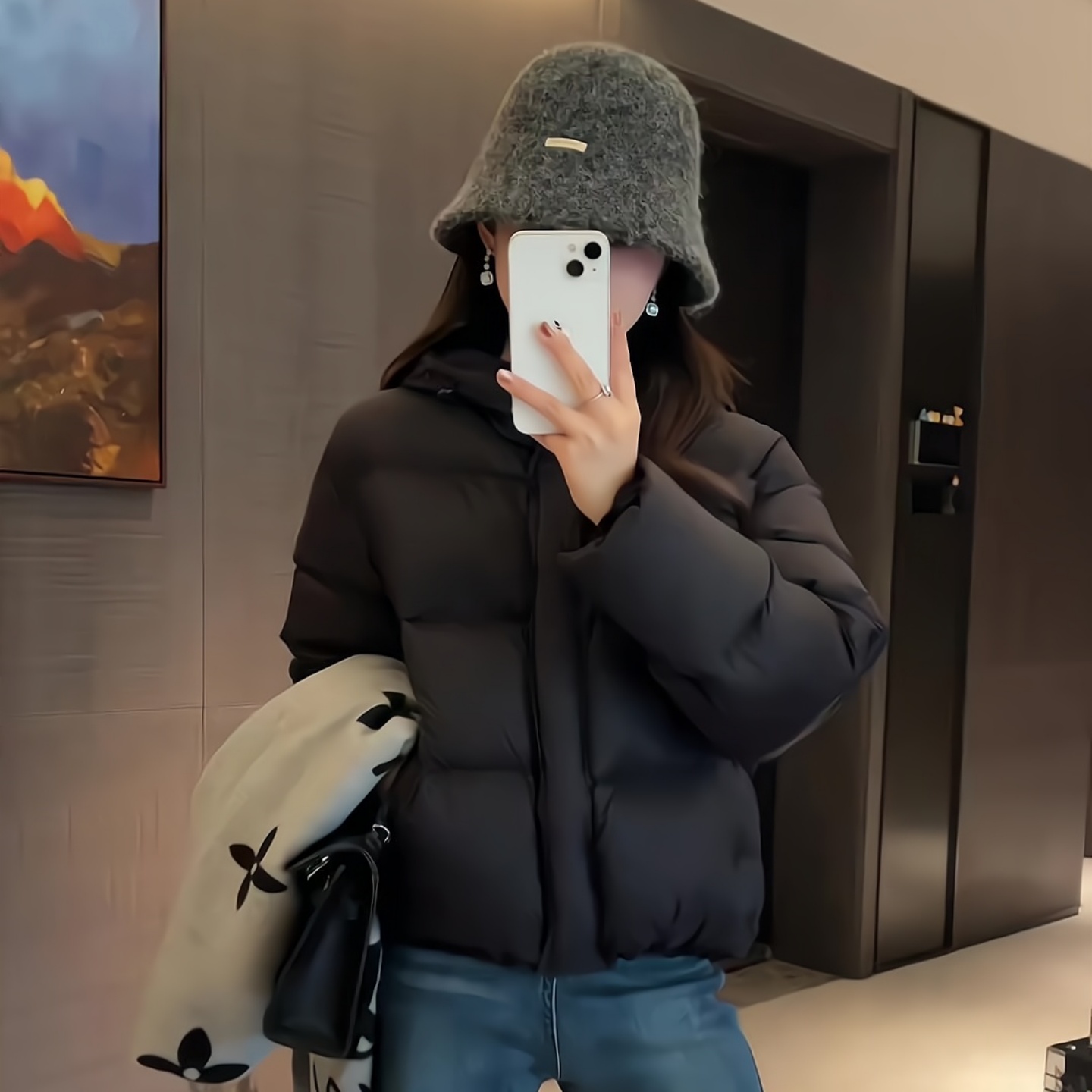 连帽短款羽绒服女宽松面包服