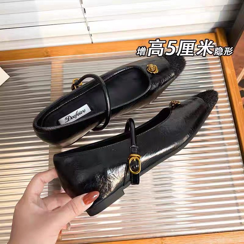 羊皮版～法式小香风玛丽珍鞋女2026新款方头浅口黑色山茶花小单鞋,女鞋,浅口单鞋,淘宝优惠券,粉丝福利购,淘宝优惠卷