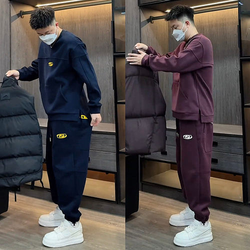休闲运动服套装卫衣纯色两件套