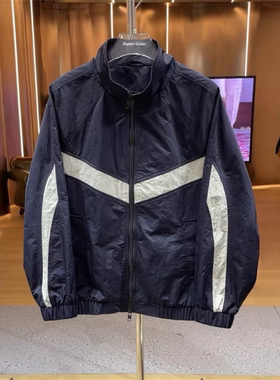 春秋新款极简设计黑武士立领夹克男拼接撞色轻奢休闲百搭外套上衣