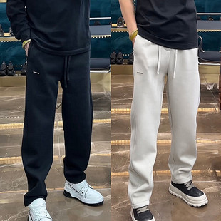 男潮流高级宽松百搭运动卫裤 2025秋冬新款 简约纯色直筒弯刀休闲裤