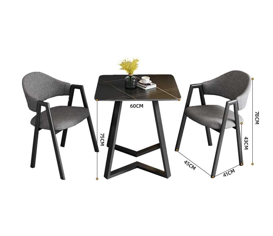 轻奢岩板休闲阳台小茶桌椅组合接待洽谈桌椅网红正方形一桌二椅子