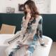 中年妈妈睡衣女士大码 秋冬季 翻领睡衣女全棉长袖 家居简约印花睡衣