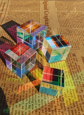 太阳捕手晶体光之立方体棱光镜阳光扑手卧室七彩水晶摆件创意礼物