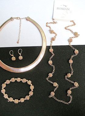 潮牌合金镀金女项链耳环