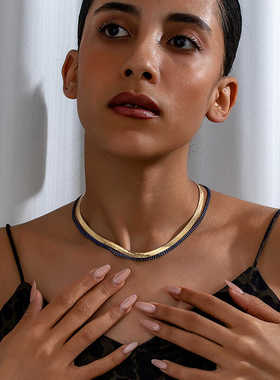 叠戴辣妹优雅项链镀金锁骨链男女
