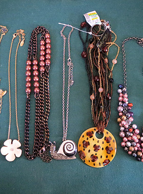 8.5欧美经典vintage孤品老货高端珍珠滴油宝石蜗牛贝壳米珠项链女